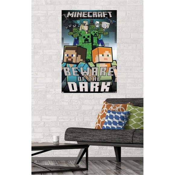 Minecraft - Beware Of The Dark Poster By Trends International 23.375” X 34” NEW - Picture 3 of 4